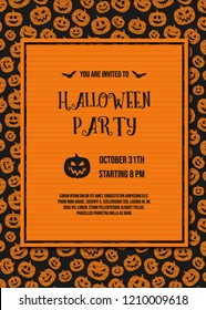 Invitation for Halloween Party - card with pumpkin texture. Vector.