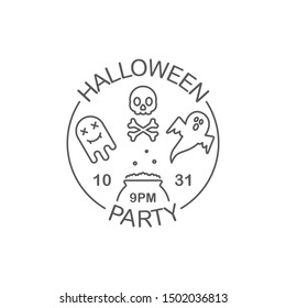 An invitation to a Halloween party. Logo on white background. Editable stroke. Vector illustration.