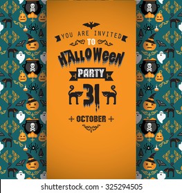 Invitation to Halloween party.Vector illustration.