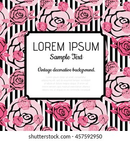 Invitation with hand drawn flower pattern. wedding card with abstract floral illustration.