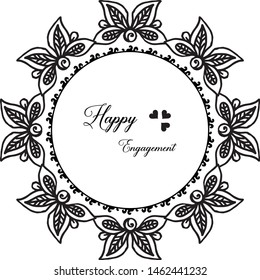 Invitation happy engagement card, floral ornament, with vintage frame. Vector