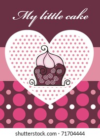 invitation with heart and cake