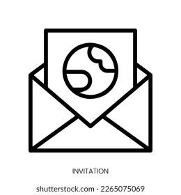 invitation icon. Line Art Style Design Isolated On White Background