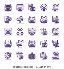 Paquete de iconos de invitación para su Sitio web, móvil, presentación y diseño de logotipo. Línea de iconos de invitación diseño de color básico. Ilustración gráfica de Vector y trazo editable.