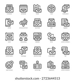 Paquete de iconos de invitación para su Sitio web, móvil, presentación y diseño de logotipo. Diseño de esquema de icono de invitación. Ilustración gráfica de Vector y trazo editable.