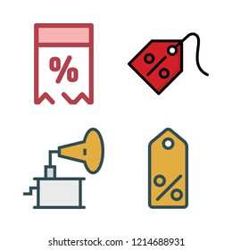 invitation icon set. vector set about price tag, phonograph and tag icons set.