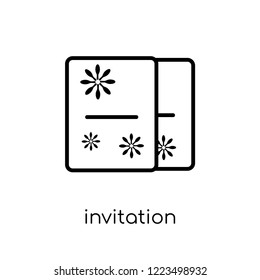 invitation icon. Trendy modern flat linear vector invitation icon on white background from thin line Christmas collection, outline vector illustration