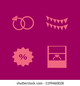 invitation icon. invitation vector icons set discount tag, wedding rings, wedding ring and party flags