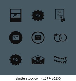 invitation icon. invitation vector icons set heart envelope, discount tag, wedding ring and wedding rings