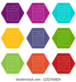 Invitation icons 9 set coloful isolated on white for web