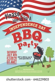 Invitation to the Independence Day party, vector illustration