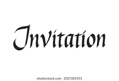 Invitation Italic Calligraphy font vector. Cursive Lettering sign. Vintage Hand written classic typeface. Wedding RSVP.