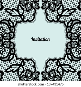 Invitation. Lace background with a place for text. Vintage lace vector design realistic. Eps 8