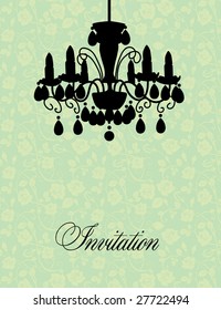 invitación con una lámpara y rosas en segundo plano