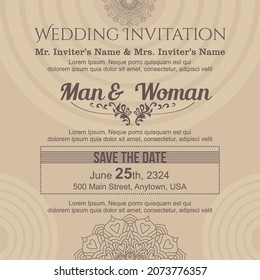 The invitation letter design in light brown is full of beautiful ornaments. This design is very easy to re-edit according to the wishes of the user.