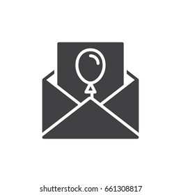 Invitation letter for event icon vector, filled flat sign, solid pictogram isolated on white. Symbol, logo illustration. Pixel perfect