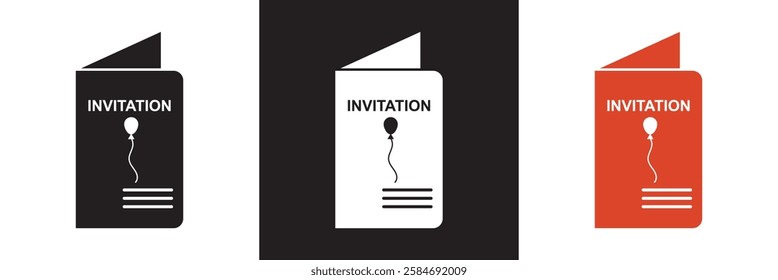 Invitation letter  icon set. Invite email for event, wedding, party, festival, celebration. electronic etc.  isolated on white and black background. vector illustration. EPS 10