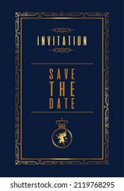 invitation lettering gold frame decoration