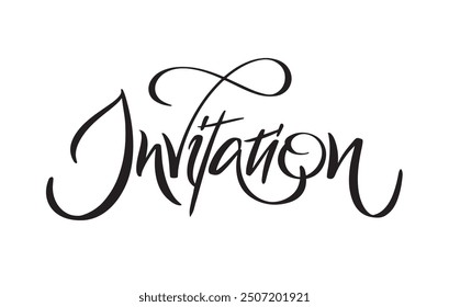 Invitation Lettering Modern Style Sign. Brush Pen font vector script. Hand written classic elegant typeface. Wedding RSVP