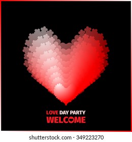 Invitation to Love Day. Abstract heart on black background. Vector illustration 10 EPS