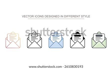 Invitation Mail icon design with white background stock illustration