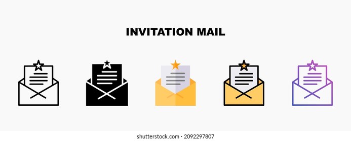 Invitation Mail Icon Designed In Outline Flat Glyph Filled Line And Gradient. Perfect For Website Mobile App Presentation And Any Other Projects. Enjoy This Icon For Your Project.