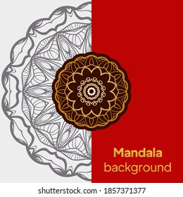 invitación con elemento de diseño mandala. Plantilla de invitación cuadrada. Patrón de tejido floral de lujo. ilustración vectorial