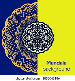 invitation with mandala design element. Square invite template. Luxury floral weave pattern. vector illustration