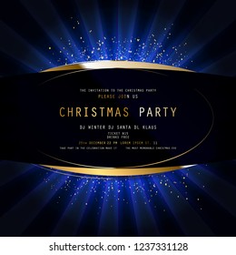 Invitation merry christmas party poster banner and card design template. Happy holiday and new year light theme concept. Vector illustration