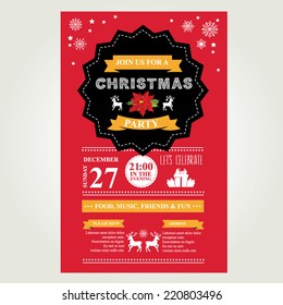 Invitation Merry Christmas. Vector illustration.