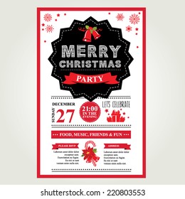 Invitation Merry Christmas. Vector illustration.