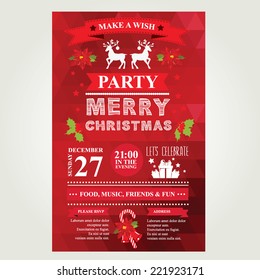 Invitation Merry Christmas. Vector illustration.