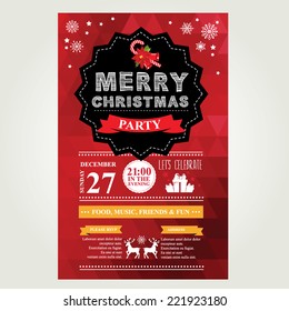 Invitation Merry Christmas. Vector illustration.