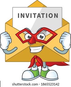 El concepto de dibujo de mensajes de invitación se interpreta como un super héroe. Ilustración del vector