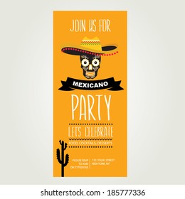 Invitation Mexican party.Typography.Vector illustration.