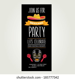 Invitation Mexican party.Typography.Vector illustration.