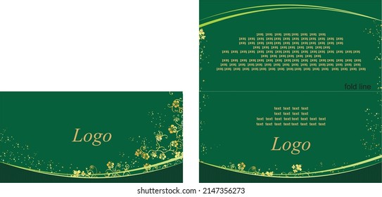 invitation mockup in green color with gold patterns