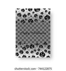 Invitation model for a party with falling black evil pumpkins for festive decoration for Halloween