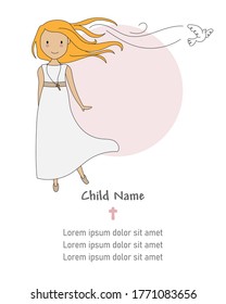 Invitation my first communion girl. Isolated vector