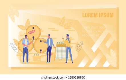 Invitation for New Beer Assortment Degustation. Brewery Opening. Businessman Offering High Quality New Alcoholic Drink Product. Brewing Business Area. Presentation Poster. Vector Illustration