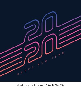 Invitation to the new year party 2020. Modern cover of calendar with orginal inscription 20 20. Poster template. Neon gradiet.