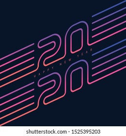 Invitation to the new year party 2020. Cover of calendar with orginal inscription 20 20. Poster template. Neon gradiet. Vector.