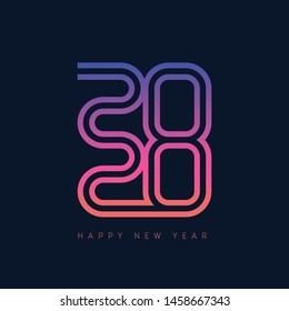 Invitation to the new year party. Modern cover of calendar with orginal inscription 20 20. Poster template for Night dance party 2020.