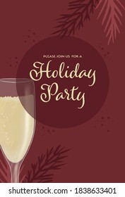 Invitation to the New Year's party. new year party card with illustration of champagne vector. 2021