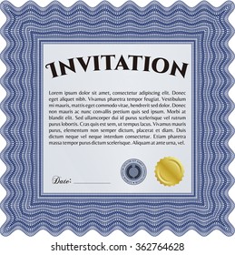 Invitation. Nice design. Vector illustration.With guilloche pattern. 