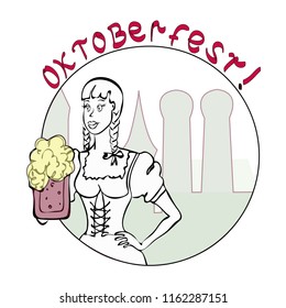 Invitation to oktoberfest with a girl and a beer mug