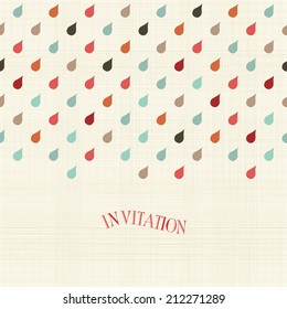 invitation on seamless retro background with colorful drops