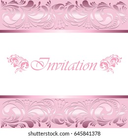 Invitation with original ornament on a pink background.