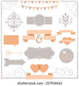 Invitation Ornament Set - Set of Wedding invitation design ornaments.  Colors are global for easy editing.  Repeating borders are included in brushes window.