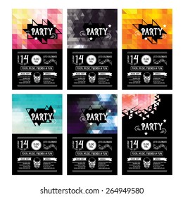 Invitation party flyer. Typography. Design set.